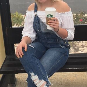 white off the shoulder shirt